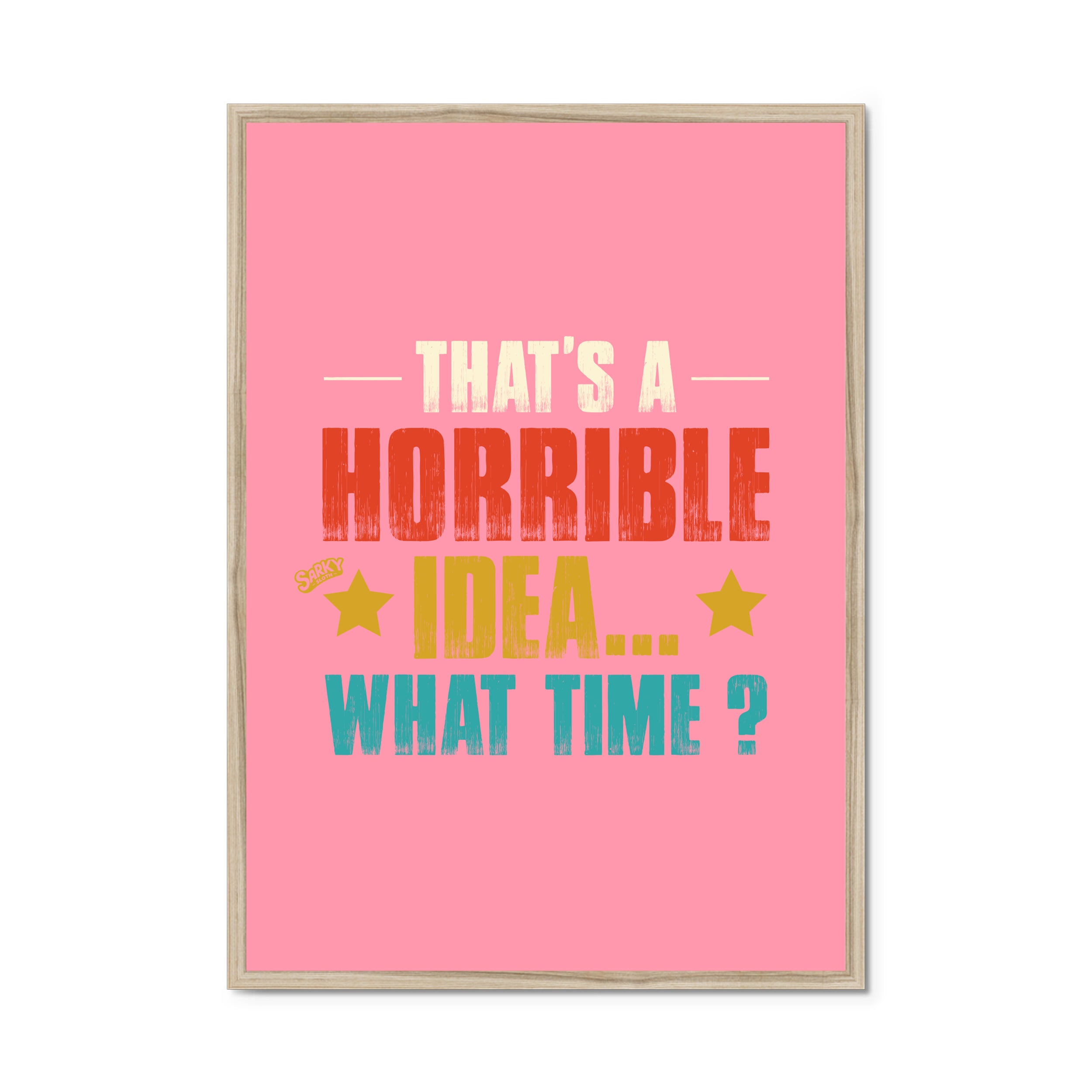 sarky sloth, funny canvas prints, quirky bathroom art, funny canvas wall art, funny framed pictures, funny kitchen posters