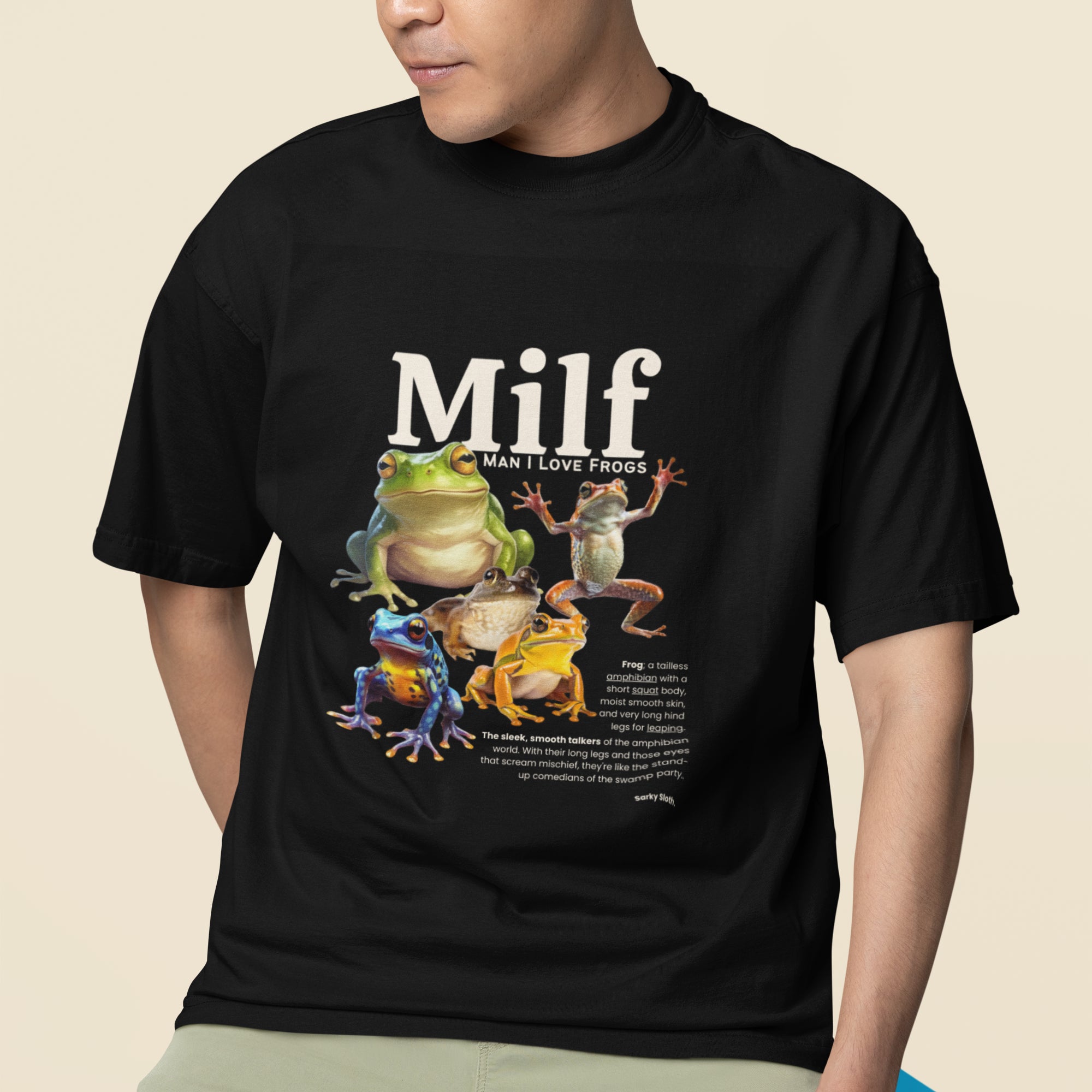 sarky sloth, quirky t-shirt designs, creative graphic tees, modern graphic tees, illustrated t-shirts, custom print tees