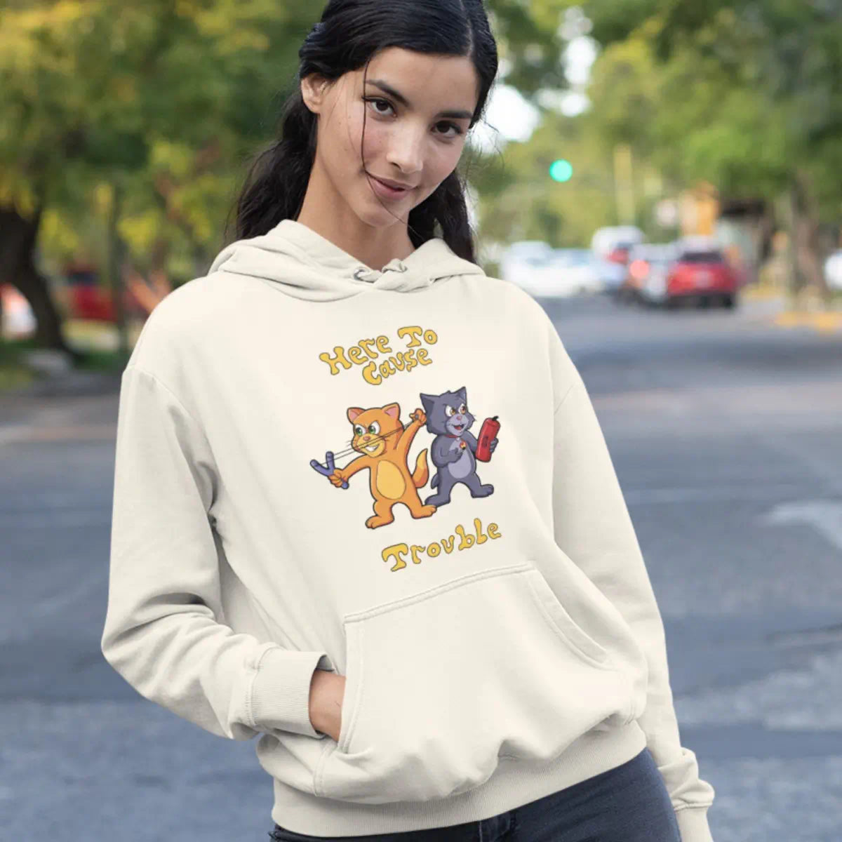 Here to Cause Trouble Hoodie