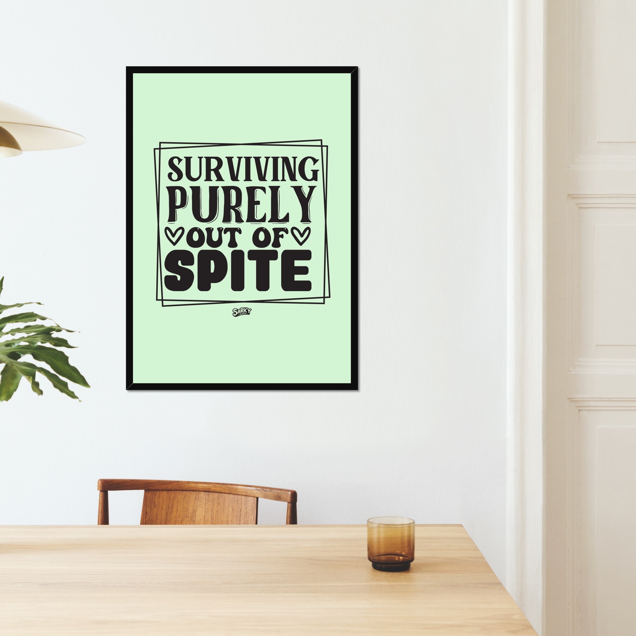 sarky sloth, funny kitchen prints, humorous art prints, funny prints for kitchen, kitchen prints funny, fun wall prints